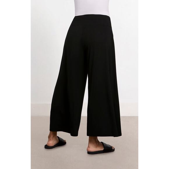 Sympli Women's Bamboo Wide Leg Pants Size L Black Cropped - Picture 4 of 4
